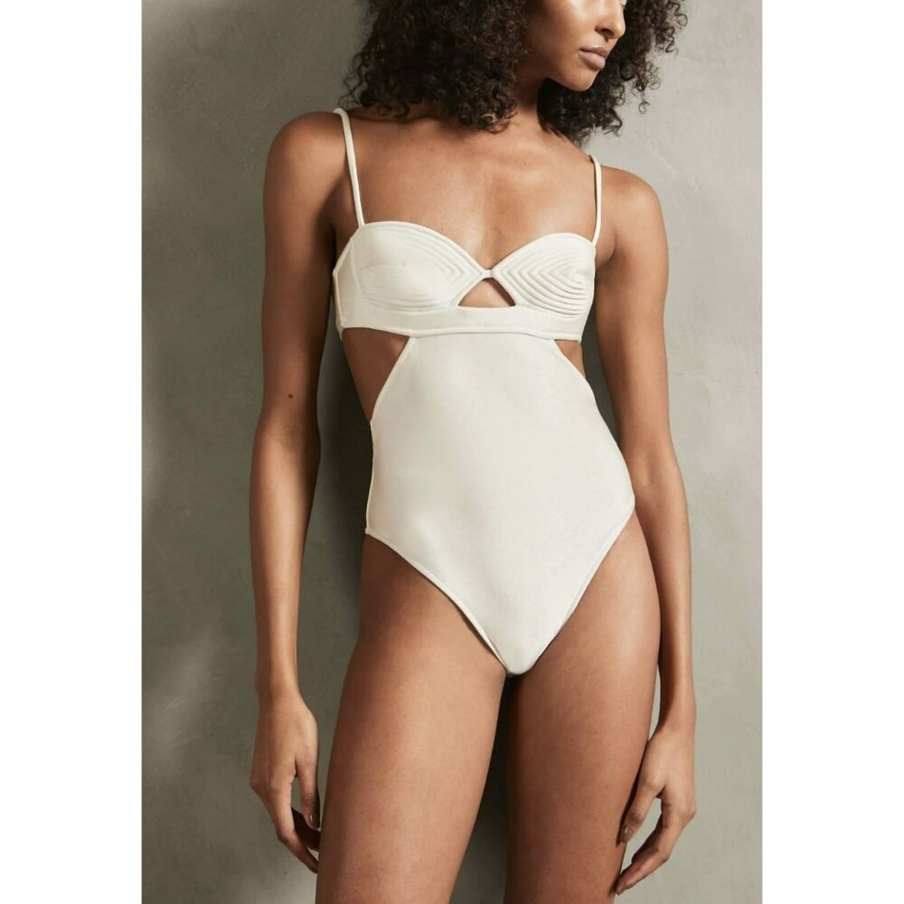 Sculpted Ivory Cutout One-Piece Swimsuit